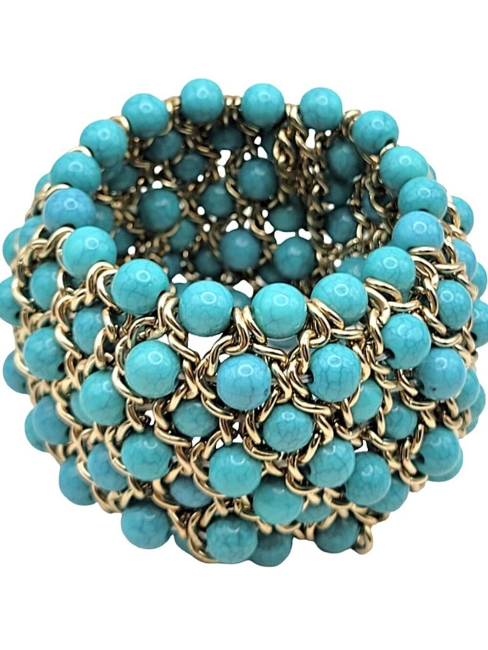 Turquoise Dream Woven Cuff Bracelet | Silver/Gold-Tone Mesh